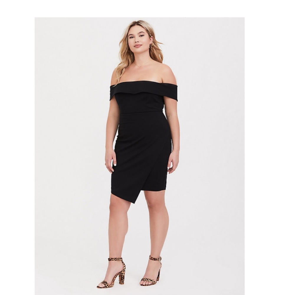 Torrid Black Premium Off the Shoulder Bodycon Dress